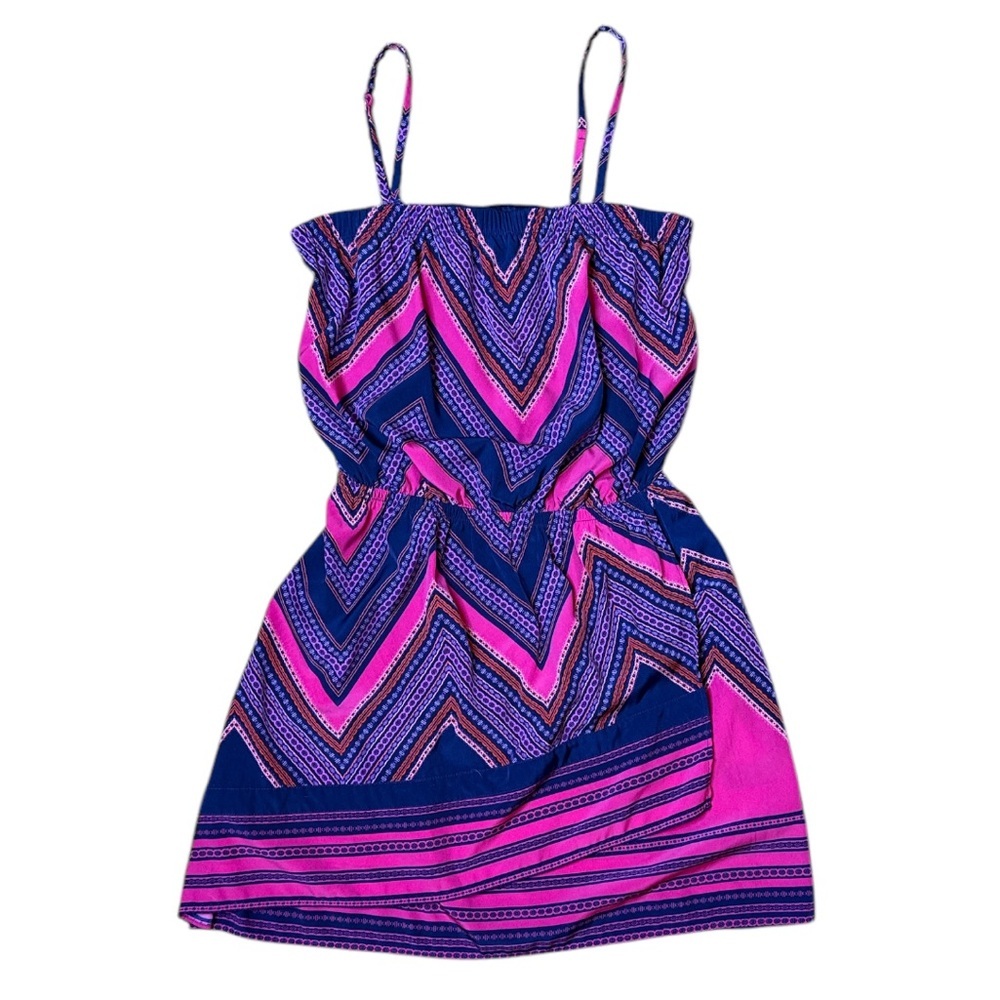 Express chevron strapless/spaghetti strap mini dress pink purple y2k